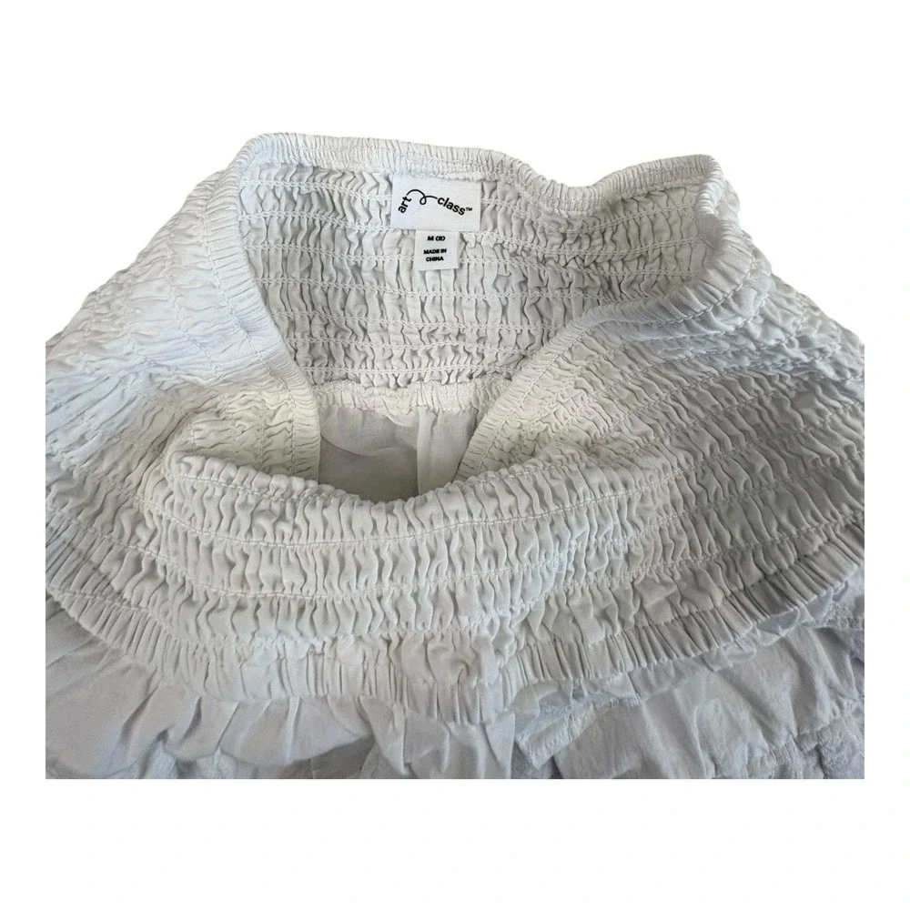Art and Class Girls Size White Eyelet Smocked Layered Ruffle‎ Skirt M (8)